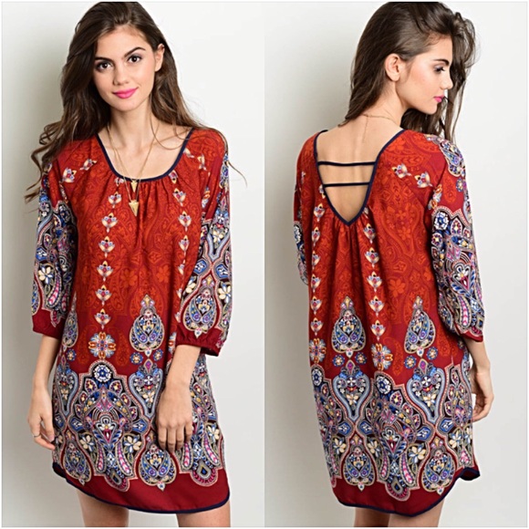 Festival Boho Paisley Tunic Dress SML - Picture 2 of 4